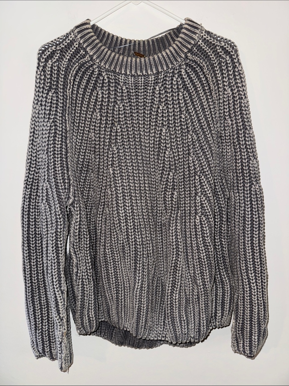 Free People Chunky Ribbed Knit Sweater - Gray & Cream